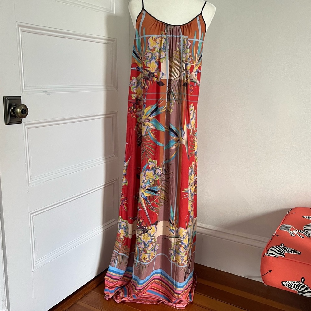 Anthro tropical maxi dress